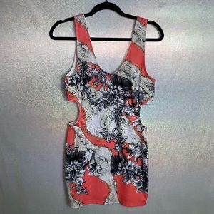 Wet Seal | Coral Flowery Cutout Dress
